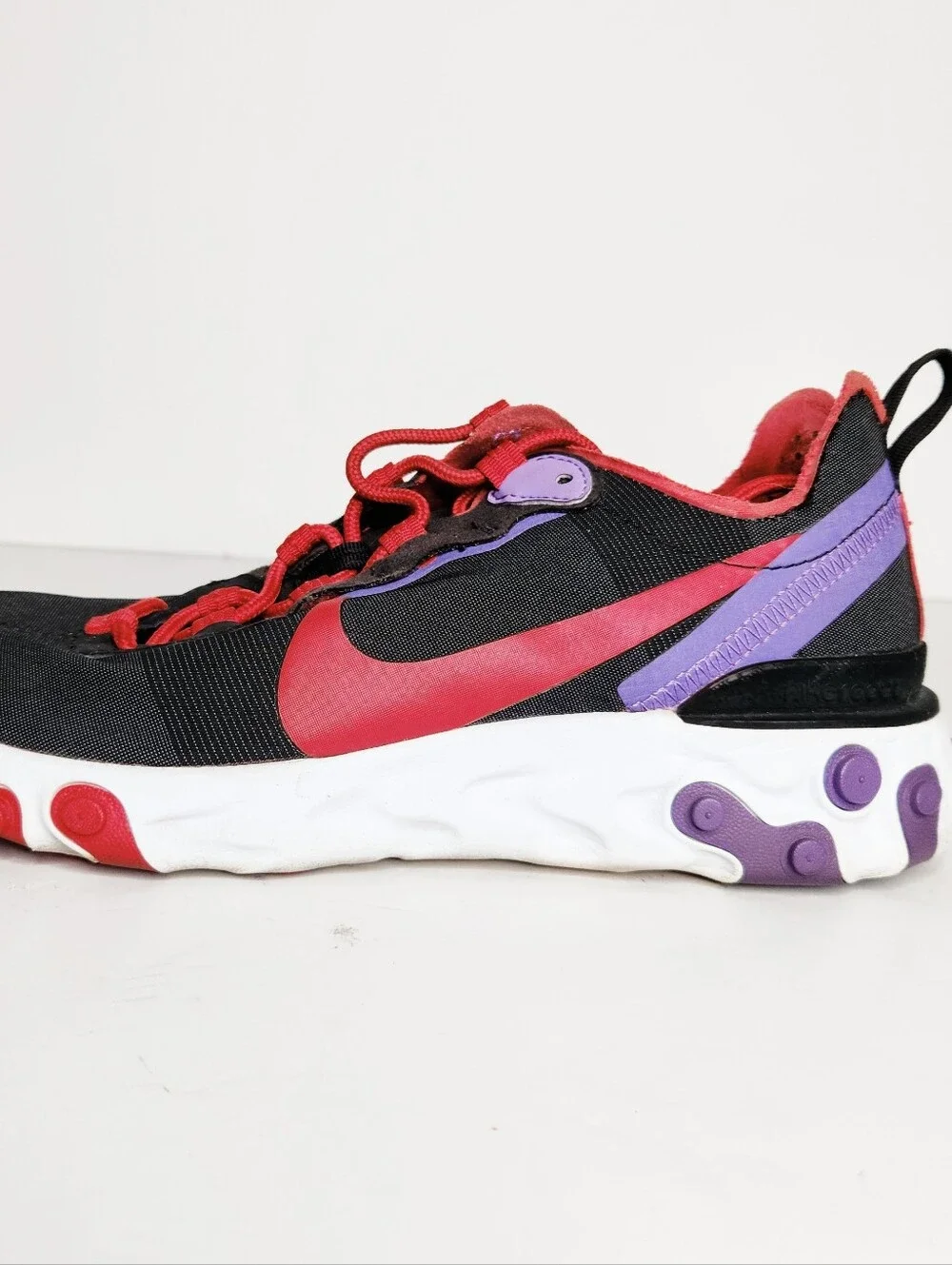 Nike React Element 55 Black University Red CQ9903-001 Women's Sneaker Size 8